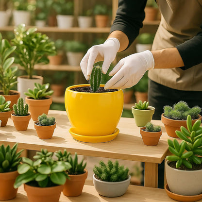 Deep Dream 6 Inch Plant Pots- Ceramic Planter Pot with Drainage Hole and Saucer, Round Flower Pot for Indoor Outdoor Succulent, Snake Plants and Cactus, Blue