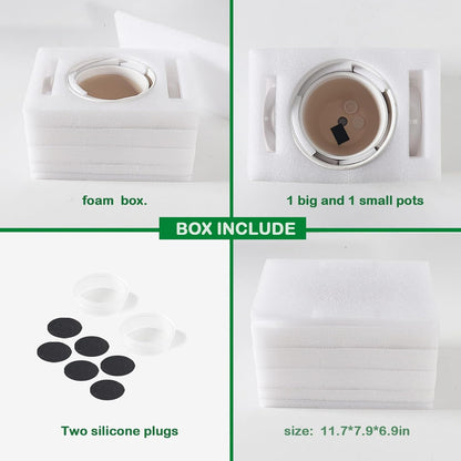 Docrin 3-Pack Ceramic Planters Set - 6.5"+5.3"+4" Dual-Tone Flower Pots with Drainage Holes, Modern Indoor Outdoor Planters for Succulents/Herbs/Large Plants, Home Office (Brownish Black & White)