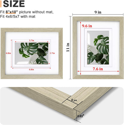 Egofine 8x10 Picture Frames Set of 4, Made of Solid Wood Covered by Plexiglass 4x6 and 5x7 with Mat or 8x10 without Mat, for Table Top Display and Wall Mounting Photo Frame Black