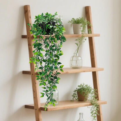 Clearain 1pcs Fake Hanging Plants, Artificial Small Potted Plants, Mini Faux Succulent Plant for Indoor Outdoor Aesthetic Office Living Room Shelf Home Decor (Eucalyptus leaves-1pcs)