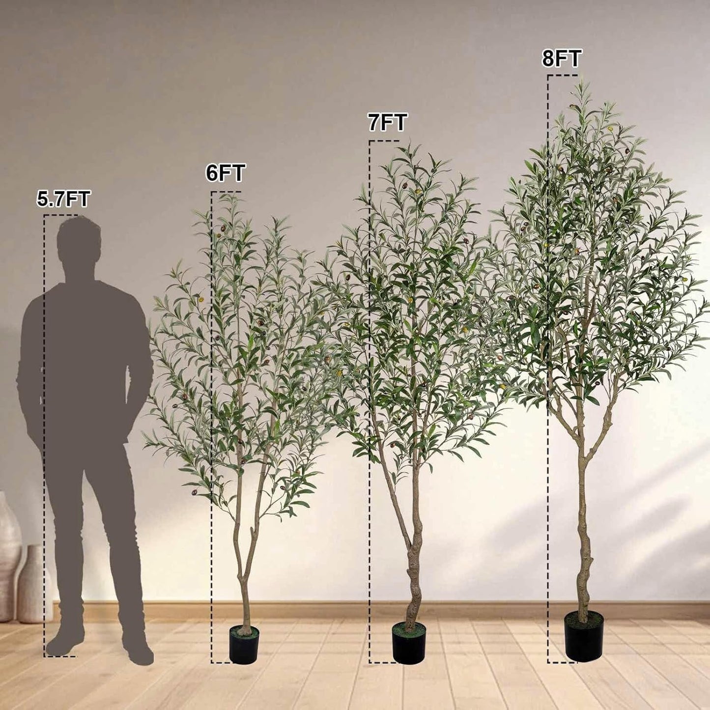 Artificial Olive Tree 6FT Tall Faux Olive Tree Artificial Indoor with Natural Wood Trunk and Lifelike Fruits Realistic Black Potted Interior for Home Office Living Room Decor