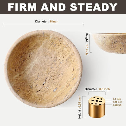 Koville Italian Travertine Incense Holder, 6" Incense Holders for Sticks, Sturdy Incense Burner Ash Catcher, Ideal for Meditation, Relaxing, Easy to Clean