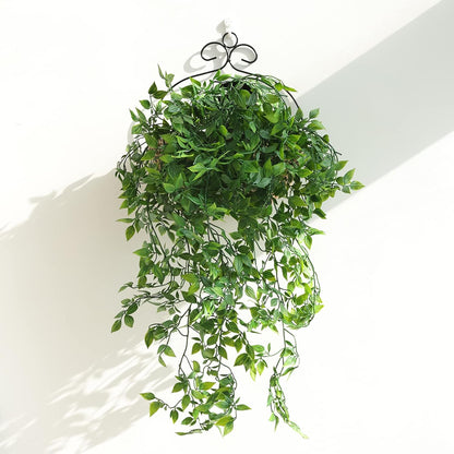 Whonline Fake Hanging Plants, Artificial Small Potted Plants for Indoor Outdoor Aesthetic Office Living Room Shelf Decor (1 Pack)