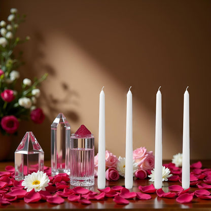 4 Pack White Taper Candles丨Taper Candles 10 Inch Dripless丨Unscented & Smokeless Candlesticks Bulk丨7-8 Hours Long Burning Tall Candles丨Ideal for Christmas Weddings Parties Dinner