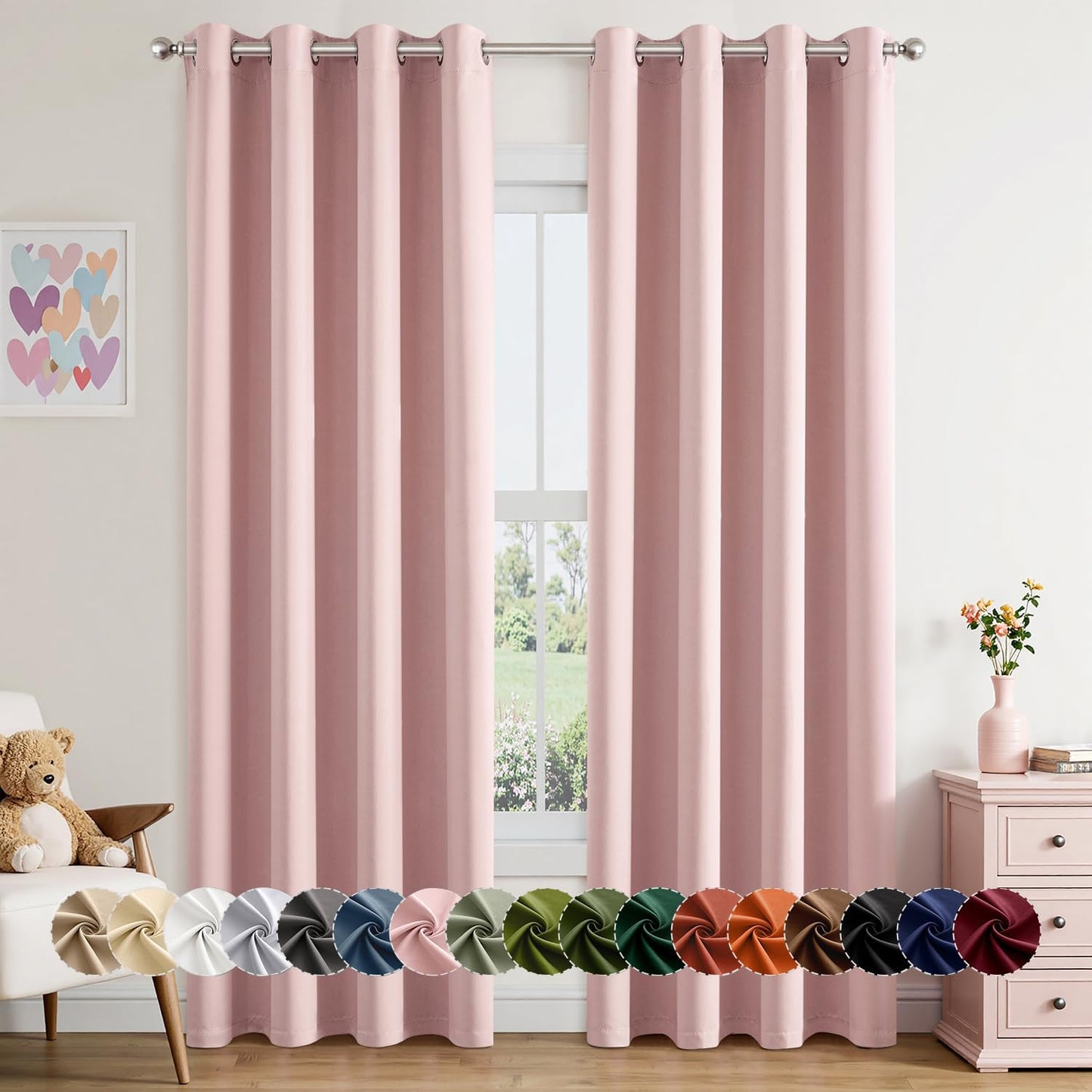 MIULEE Blackout Curtains for Bedroom Living Room 2 Panels, Thermal Insulated Room Darkening Drapes Grommet Noise Reducing Light Blocking Window Treatments 63 Inches Long 40x63 Inch Black - Colors B