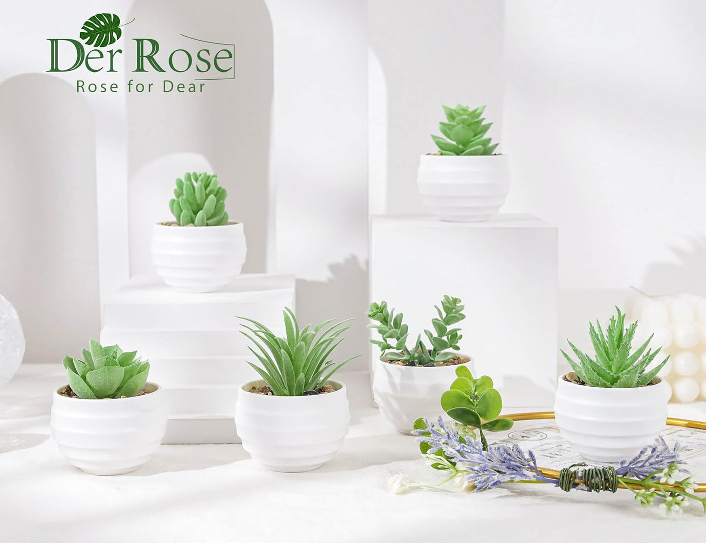 Der Rose 6 Pack Fake Plants Small Realistic Succulents Plants Artificial for Home Room Decor Indoor