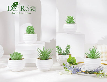 Der Rose 6 Pack Fake Plants Small Realistic Succulents Plants Artificial for Home Room Decor Indoor