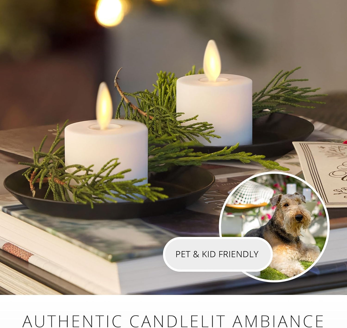 Luminara Flickering Flameless Pearl Ivory Tealights - Warm LED Light Flame Votives - Battery Operated Decor for Dining Room Table Centerpieces, Fireplace Mantel, Dinner Party, Reception - Set of 4