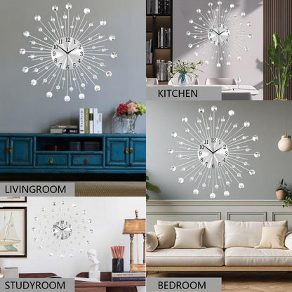 SIN&MI Large Wall Clocks, Silent Sunflower Shape Chic Decorative Wall Clock, Modern Non-Ticking Round Clock Dial Iron Metal Wall Clock for Living Room Decor Entrance Office Cafe 20 Inch