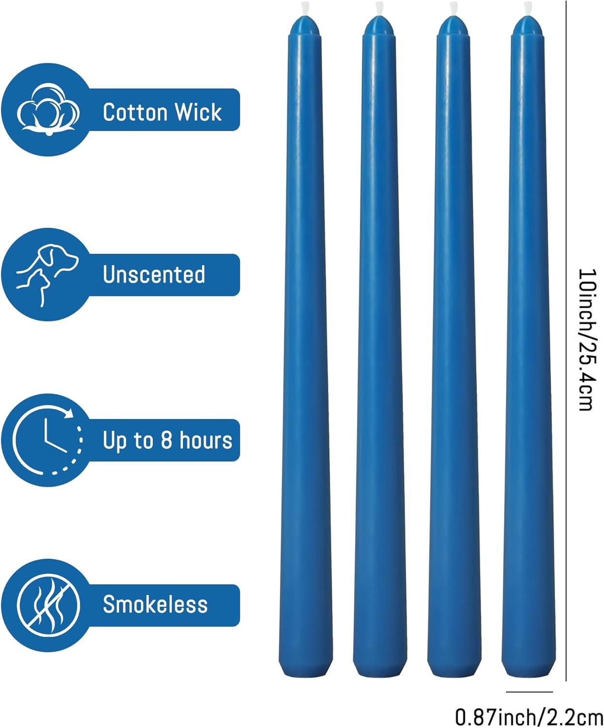Viyffo Taper Candles, 10 Inch, 4 Pack, Olive Glow – Unscented, Dripless & Smokeless Design, Up to 8 Hour Burn – Long Tall Taper Candlesticks for Wedding, Dinner & Home Decor
