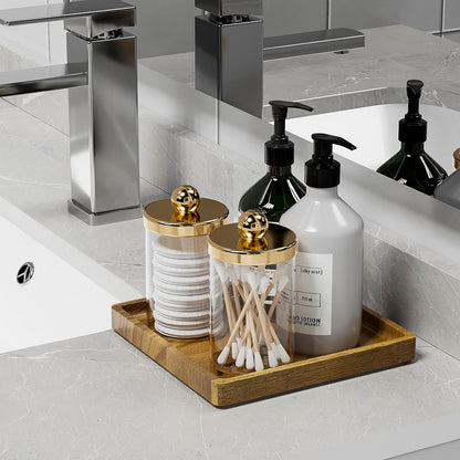 Bathroom Vanity Tray for Countertop - Bamboo Organizer Tray for Dresser Tops, Toilet, Perfume Small Decorative Tray Wood Tray for Home Decoration 11.81” L x 6.1” W x 0.79” H Black