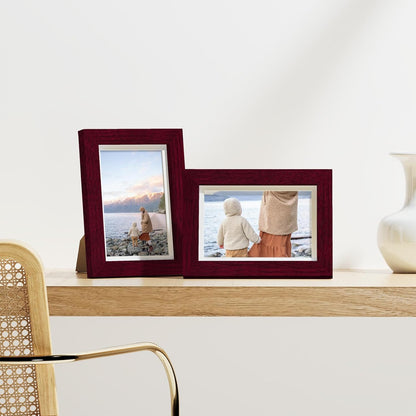 Vittanly 8x10 Picture Frames Set of 9, Shatter Resistant Plexiglass, Display 5x7 Pictures with Mat or 8x10 without Mat, Photo Frames for Wall or Tabletop, Engineered Wood, Black - Colors B