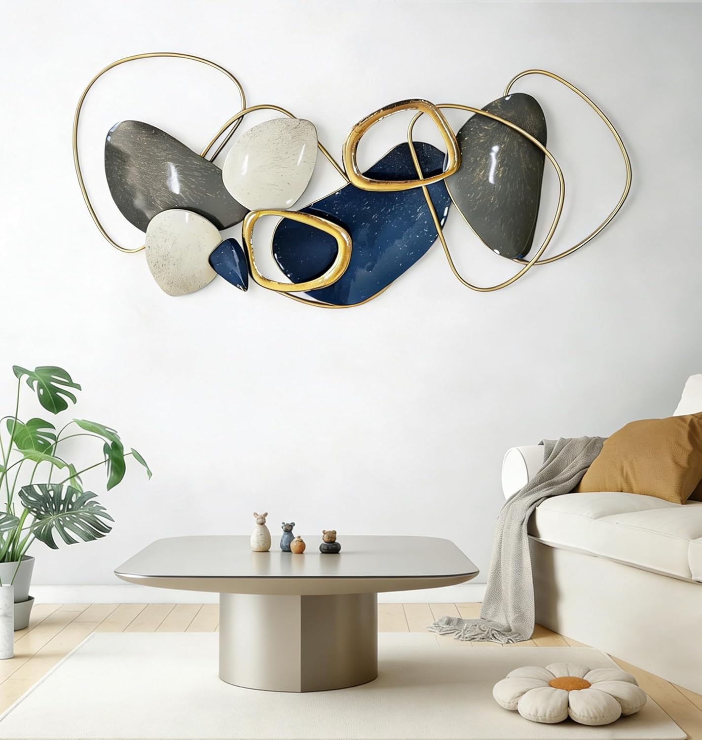 Roivikis Large Metal Wall Art Decor, 3D Abstract Lotus Leaves Wall Handcrafted Modern Decoration for Indoor Outdoor for Living Room, Bedroom, Entryway 52" x 24"