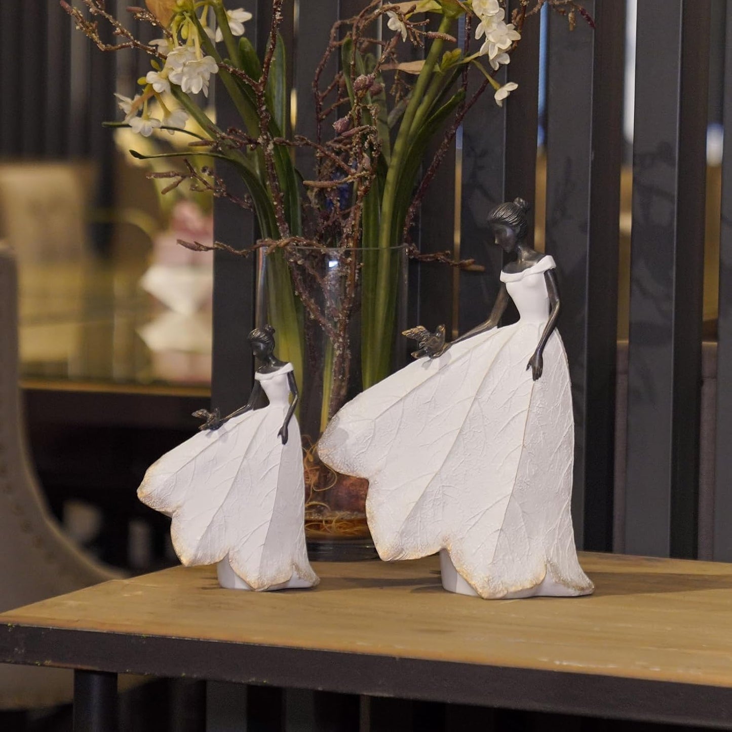 Guichifun Fairy Statue Collection Home Decoration - Leaf Angel Girls Resin Modern Table Decor for Living Room Office Sculpture Decor for Women Indoor Rustic Figurines Gift 5 x 3 x 7.5 Inch
