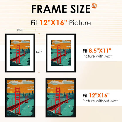 FIXSMITH 8x10 Picture Frame Set of 2, Photo Frame with HD Plexiglass, Display Pictures 5x7 with Mat or 8x10 Without Mat Multi Picture Frames Collage for Tabletop or Wall Display, Black