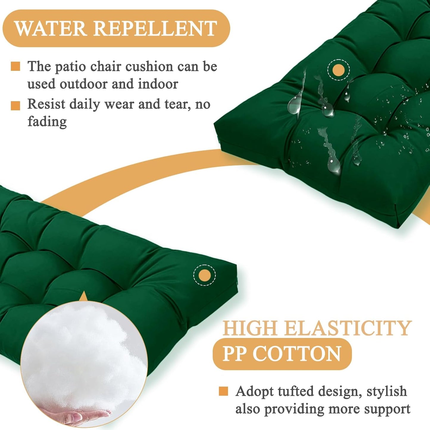 MTMR Outdoor Bench Cushion-44X19 Water-Repellent Tufted Porch Swing Cushions with High Elasticity PP Cotton and Ties Fade-Resistant Patio Outdoor Chair Cushion for Bench Furniture, Indoor Seat Cushion