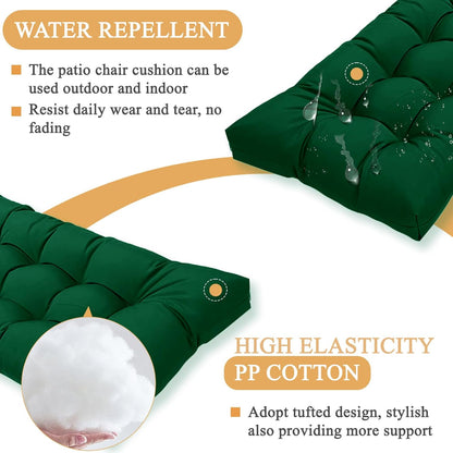MTMR Outdoor Bench Cushion-44X19 Water-Repellent Tufted Porch Swing Cushions with High Elasticity PP Cotton and Ties Fade-Resistant Patio Outdoor Chair Cushion for Bench Furniture, Indoor Seat Cushion