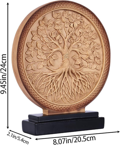 DOVDOV Abstract Circular Tree of Life Decorative Sculpture, Black and Gold Home Decor, Modern Art Home Accent Suitable for Office Shelves, Coffee Tables, and Above Cabinet Decorative Statue.