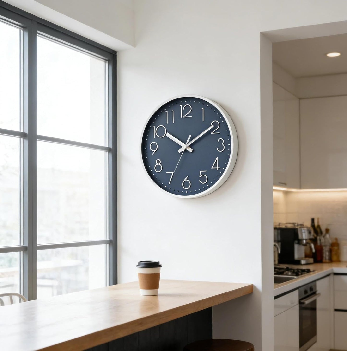 DAXSMY Wall Clock - 8 Inch Silent Non-Ticking Modern 3D Wall Clocks Battery Operated - Decorative Clock for Kitchen, Home Office, Bathroom, Bedroom(Rose Gold)