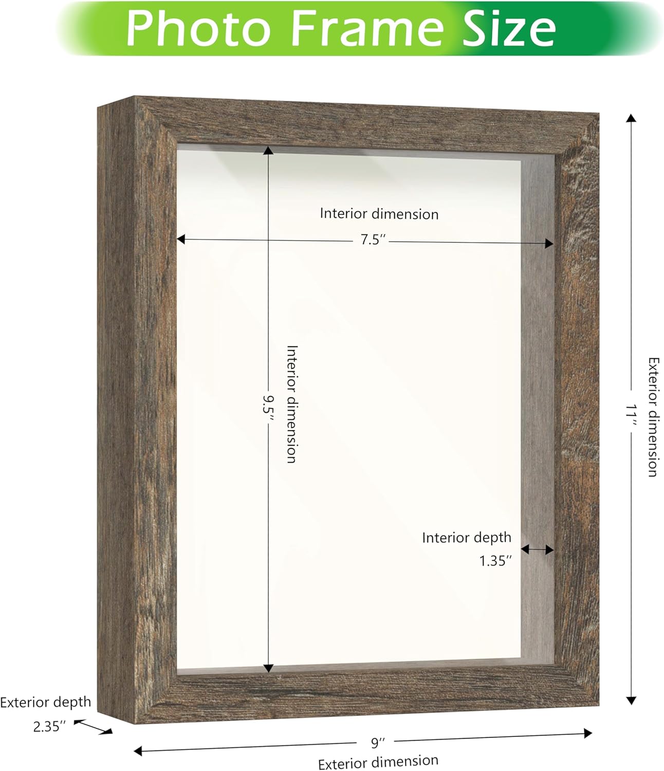 FrameWorks 11” x 14” Dark Oak Wooden Shadow Box Frame – Display Case with Soft Felt Back, Memory Box with Tempered Glass, Display Box with Elegant White Ball Push Pins, Wooden Flower Box
