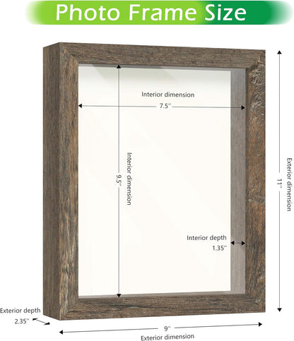 FrameWorks 11” x 14” Dark Oak Wooden Shadow Box Frame – Display Case with Soft Felt Back, Memory Box with Tempered Glass, Display Box with Elegant White Ball Push Pins, Wooden Flower Box