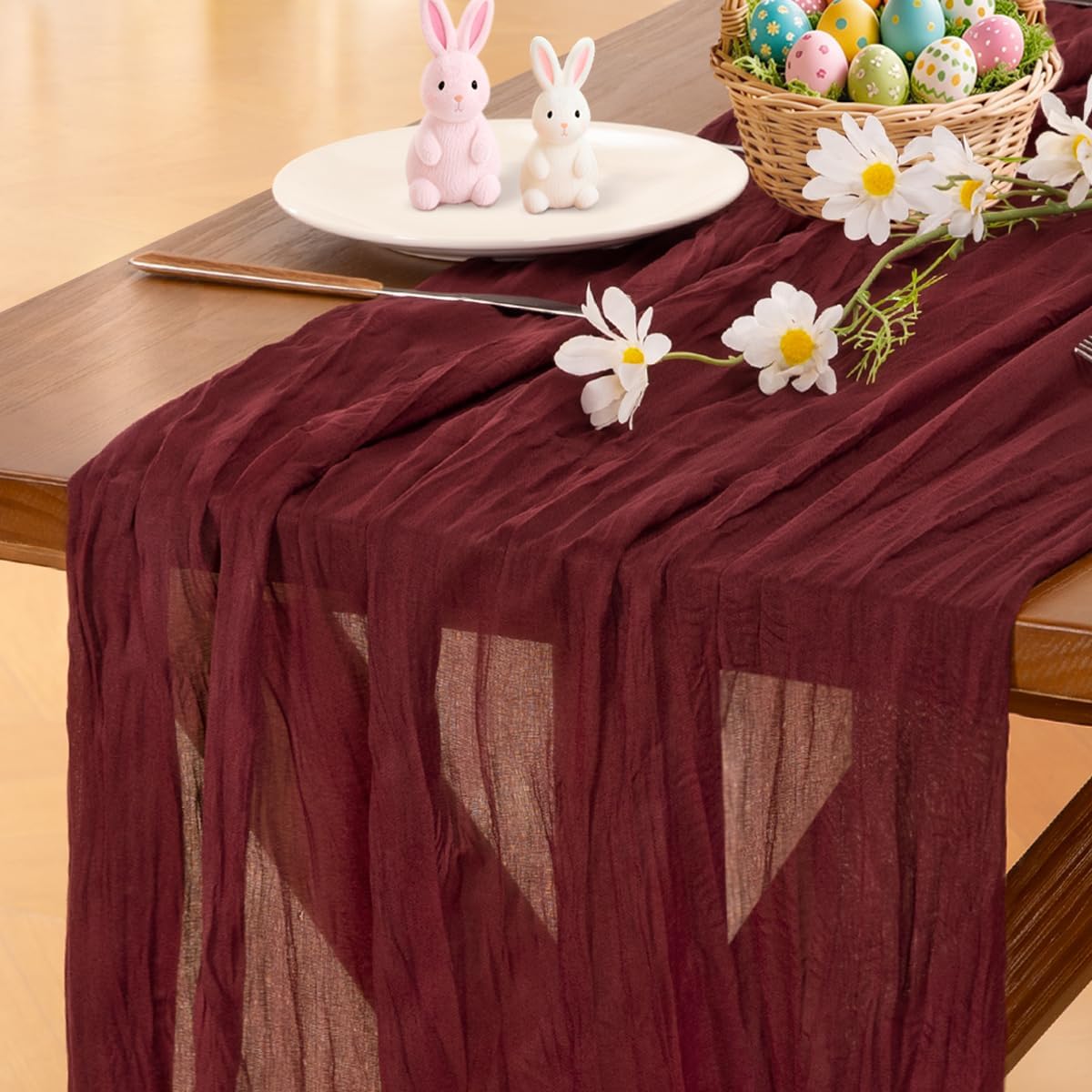 Socomi 3pcs Sage Green Cheesecloth Table Runner Summer Boho Rustic Gauze 120 inch 10FT Cheese Cloth Sheer Runner for Wedding Party Baby Shower Home Decor Holiday Decorations