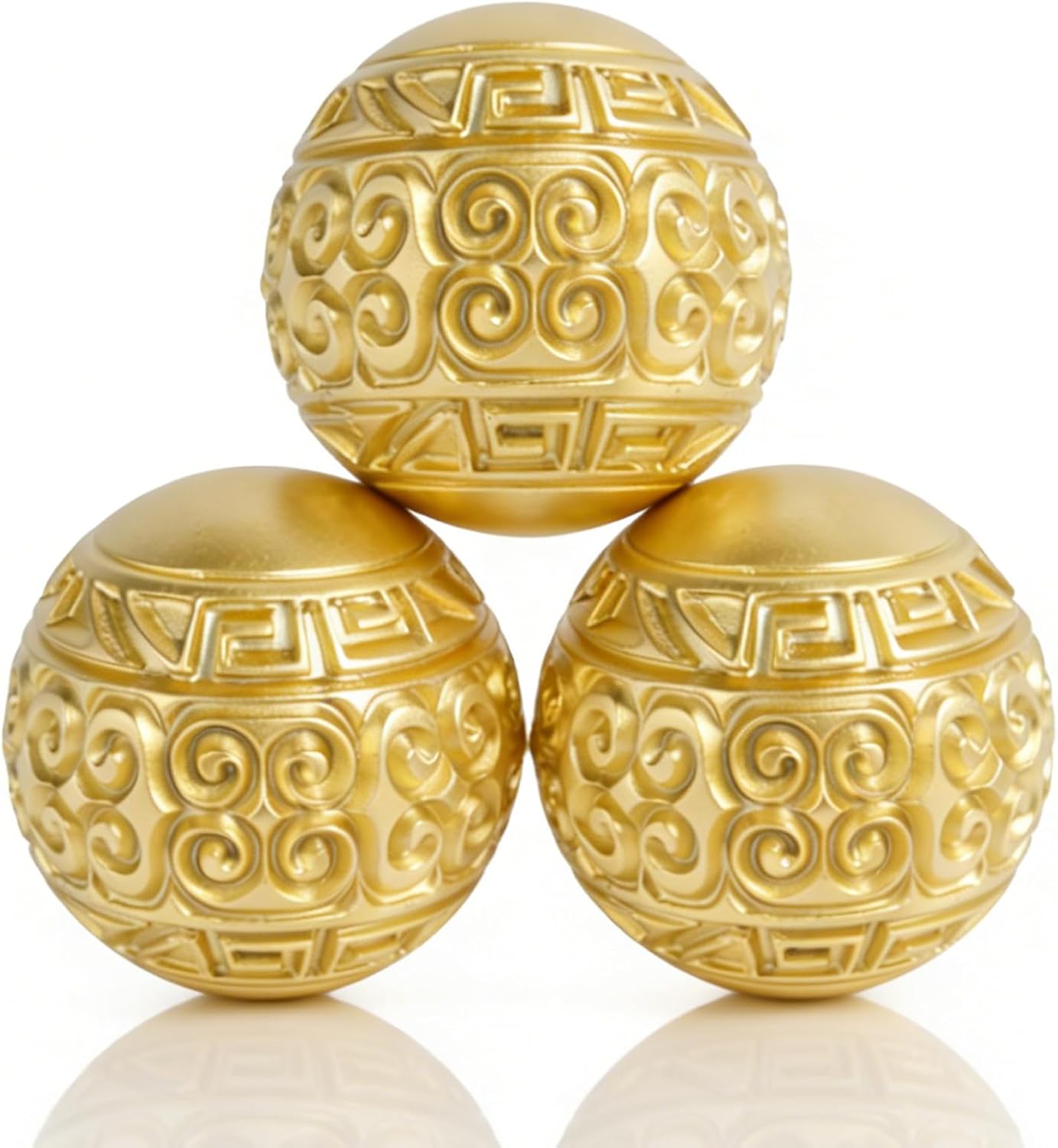 3 Pack Gold Decorative Ball for Centerpiece Bowls, 3 inch Orbs Spheres for Home Living Room Coffee Table Centerpieces Shelf Decoration