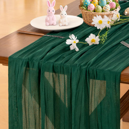 Socomi 3pcs Sage Green Cheesecloth Table Runner Summer Boho Rustic Gauze 120 inch 10FT Cheese Cloth Sheer Runner for Wedding Party Baby Shower Home Decor Holiday Decorations