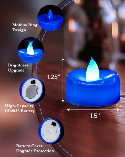 merrynights LED Candles, Tea Lights Candles Battery Operated Bulk, 50-Pack Long-Lasting 200 Hours Flameless Tealight Candles, Realistic Tea Lights for Christmas Halloween Wedding, 1.5'' D X 1.25'' H