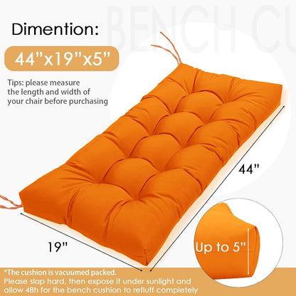MTMR Outdoor Bench Cushion-44X19 Water-Repellent Tufted Porch Swing Cushions with High Elasticity PP Cotton and Ties Fade-Resistant Patio Outdoor Chair Cushion for Bench Furniture, Indoor Seat Cushion