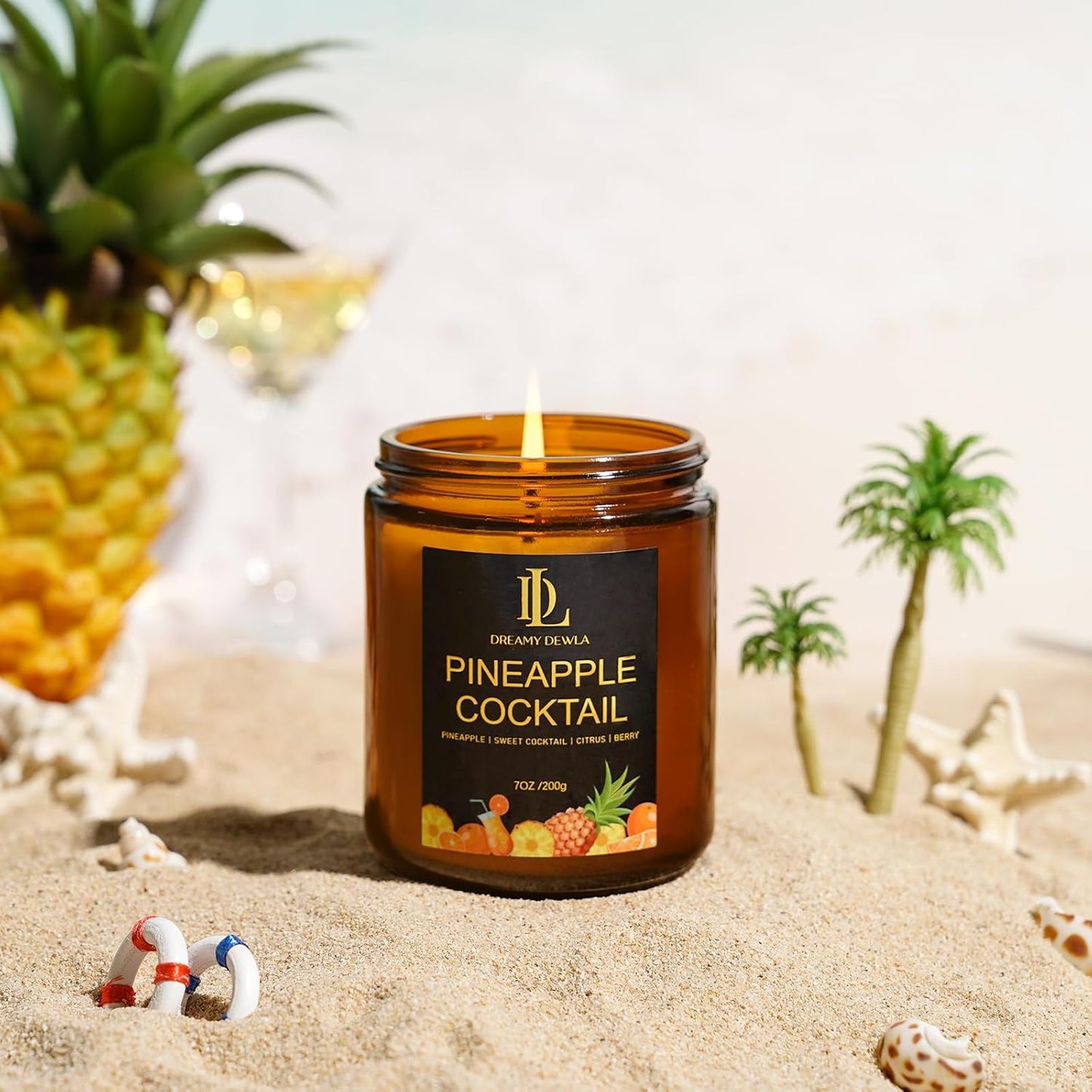 Scented Candles Set, 4 Pack Soy Candles for Home Scented, Candle Gifts for Men Women, Scents of Pineapple Cocktail/Coconut Vanilla/Pink Sands/Bahamian Breeze