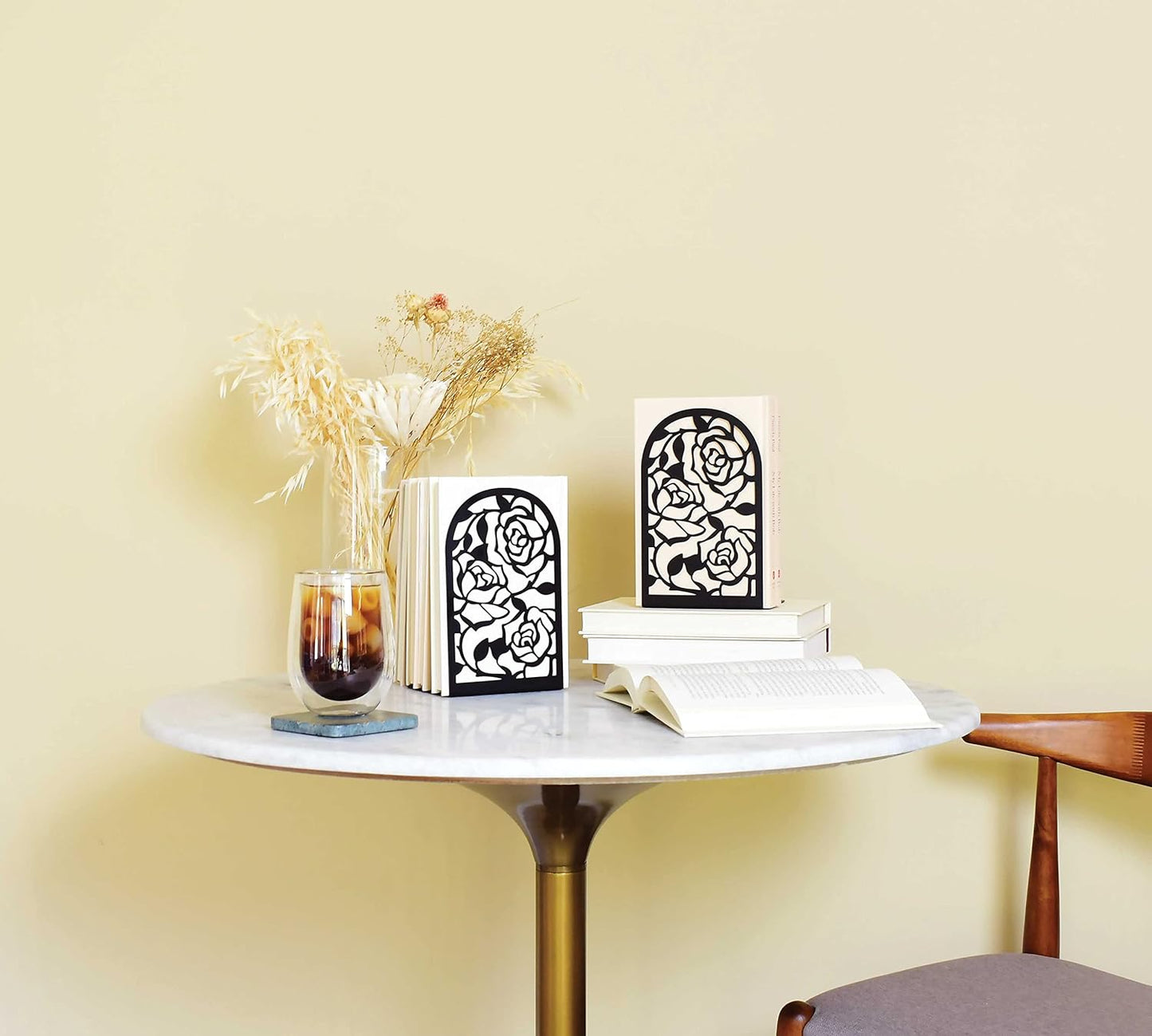 CNK Premium BookEnds - Heavy Duty Metal Book Stoppers for Home Office, Decorative Book Shelf Holders (Hummingbird Black)