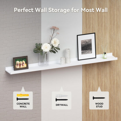 Boswillon Floating Shelves Wall Mounted Set of 2, Modern Black Wall Shelves for Storage with Lip, Display Picture Ledge Shelf for Wall Decor Bedroom Living Room Bathroom Kitchen
