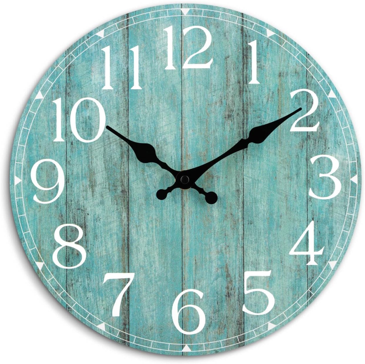 Wall Clock, Rustic Wall Clocks Battery Operated Silent Non Ticking, Country Round Wooden Clocks Farmhous Wall Decorative for Kitchen, Bathroom, Living Room (Gray 8 Inch)
