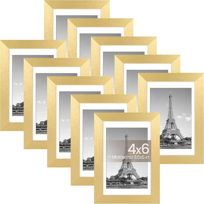 upsimples 5x7 Picture Frame Set of 10, Display Pictures 4x6 with Mat or 5x7 Without, Multi Photo Frames Collage for Wall or Tabletop Display, Black