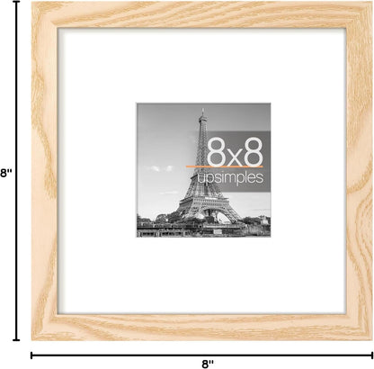 upsimples 8x10 Picture Frame, Display Pictures 5x7 with Mat or 8x10 Without Mat, Wall Hanging Photo Frame, Black, 1 Pack - Colors A