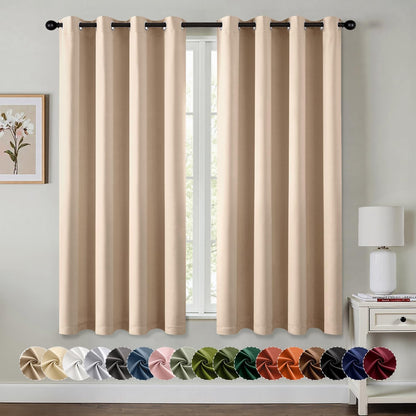 MIULEE Blackout Curtains for Bedroom Living Room 2 Panels, Thermal Insulated Room Darkening Drapes Grommet Noise Reducing Light Blocking Window Treatments 63 Inches Long 40x63 Inch Black - Colors A