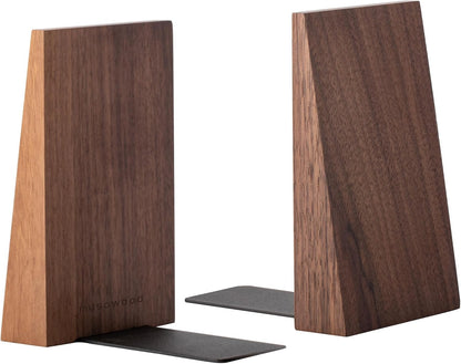 Muso Wood Book Ends, Thickened Wooden Bookends for Heavy Books, Creative Decorative Bookends for Shelves, Non-Skid Book Ends, Handmade Acacia Wood Bookends