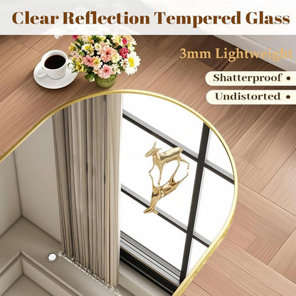 Dewfig Arched Full Length Mirror, 76"x34" Large Floor Mirror, Full Body Mirrors for Leaning or Hanging, Standing Mirrors for Bedroom, Living Room,Dressing Room, Aluminum Alloy Frame, Black