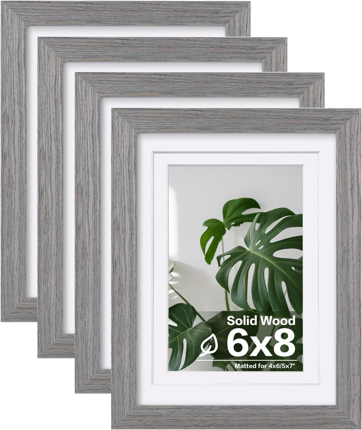 Egofine 8x10 Picture Frames Set of 4, Made of Solid Wood Covered by Plexiglass 4x6 and 5x7 with Mat or 8x10 without Mat, for Table Top Display and Wall Mounting Photo Frame Black