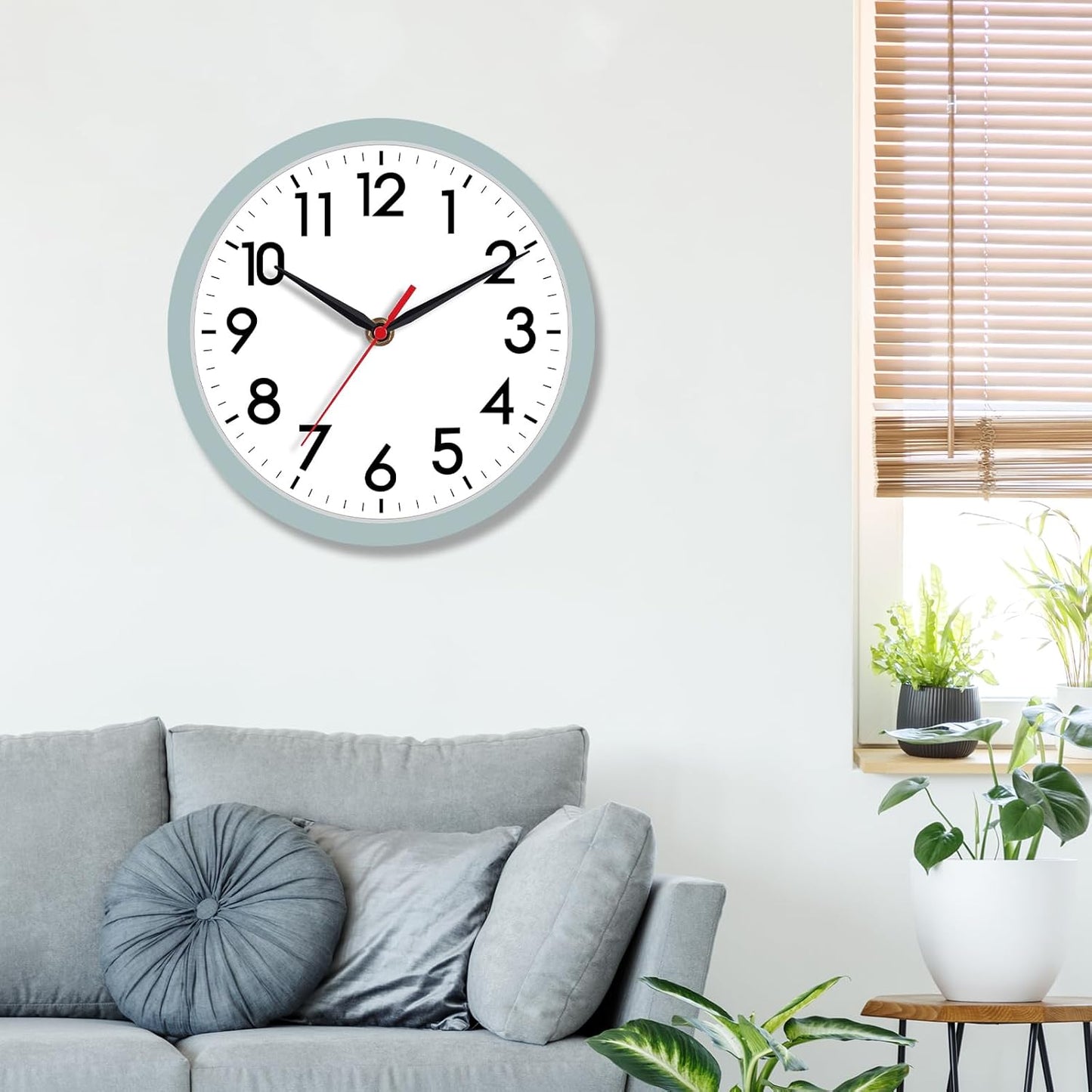 AKCISOT Wall Clock, Modern Small Wall Clocks Battery Operated 8 Inch, Silent Non-Ticking Analog Classic for Office, Home, Bathroom, Kitchen, Bedroom, School(Black)