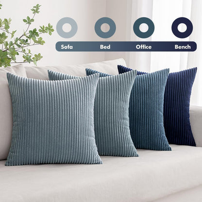 MIULEE Boho Farmhouse Sage Green Throw Pillow Covers 18x18 Inch Set of 4 Mordern Nordic Cushion Covers Soft Corduroy Spring Home Decor for Couch Bed Sofa Living Room Forest Green