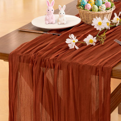 Socomi 3pcs Sage Green Cheesecloth Table Runner Summer Boho Rustic Gauze 120 inch 10FT Cheese Cloth Sheer Runner for Wedding Party Baby Shower Home Decor Holiday Decorations