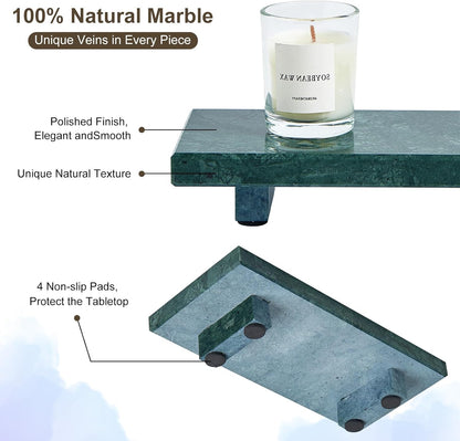 Natural Marble Tray Pedestal Stand – Soap & Jewelry Riser for Bathroom Counter, Kitchen Sink, Vanity Organizer, Decorative Stone Catchall for Perfume, Candles