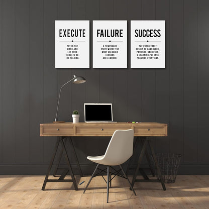 Inspirational Canvas Painting Wall Art -EPHANY ART,Mindset Quotes Prints, Success Framed Entrepreneur Poster Positive Quotes Wall Poster for Home Office Workplace (M-3pcs,12x16inchx3pcs)