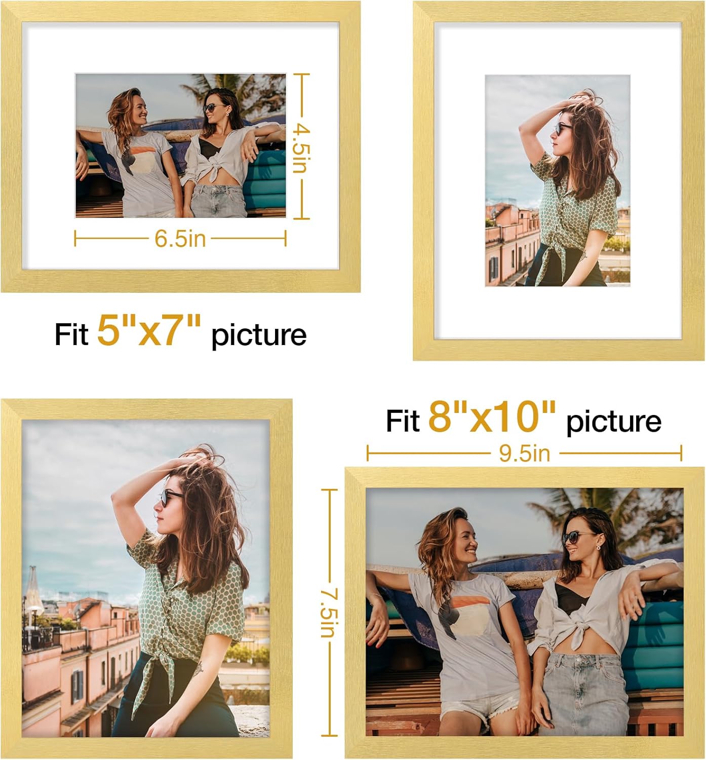 Vittanly 11x14 Picture Frame, Display Pictures 8x10 with Mat or 11x14 without Mat, Photo Frame for Wall Mounting, Black, 1 Pack - Colors A