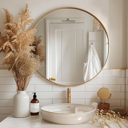 Sunniry Black Round Mirror, Round Mirror 24 inch, Black Circle Mirrors Matte Metal Frame, Wall Mounted Mirrors for Living Room, Bathroom, Wall, Entryway.