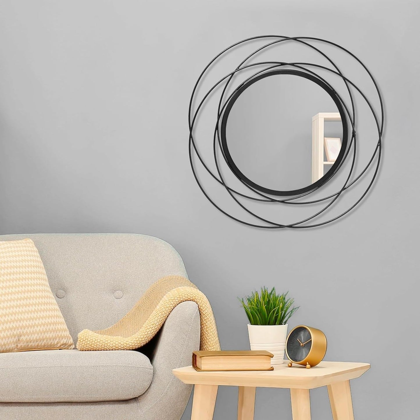 Gold Sunburst Mirrors for Wall Decorative Metal Round Art Mirrors Large Wall Decor Hanging Mirror for Bathroom Bedroom Living Room Vanity Entryway 16"