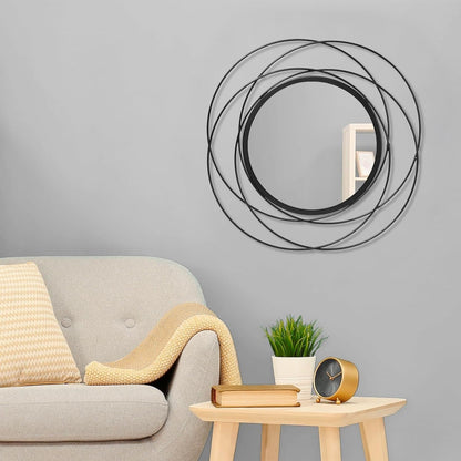 Gold Sunburst Mirrors for Wall Decorative Metal Round Art Mirrors Large Wall Decor Hanging Mirror for Bathroom Bedroom Living Room Vanity Entryway 16"