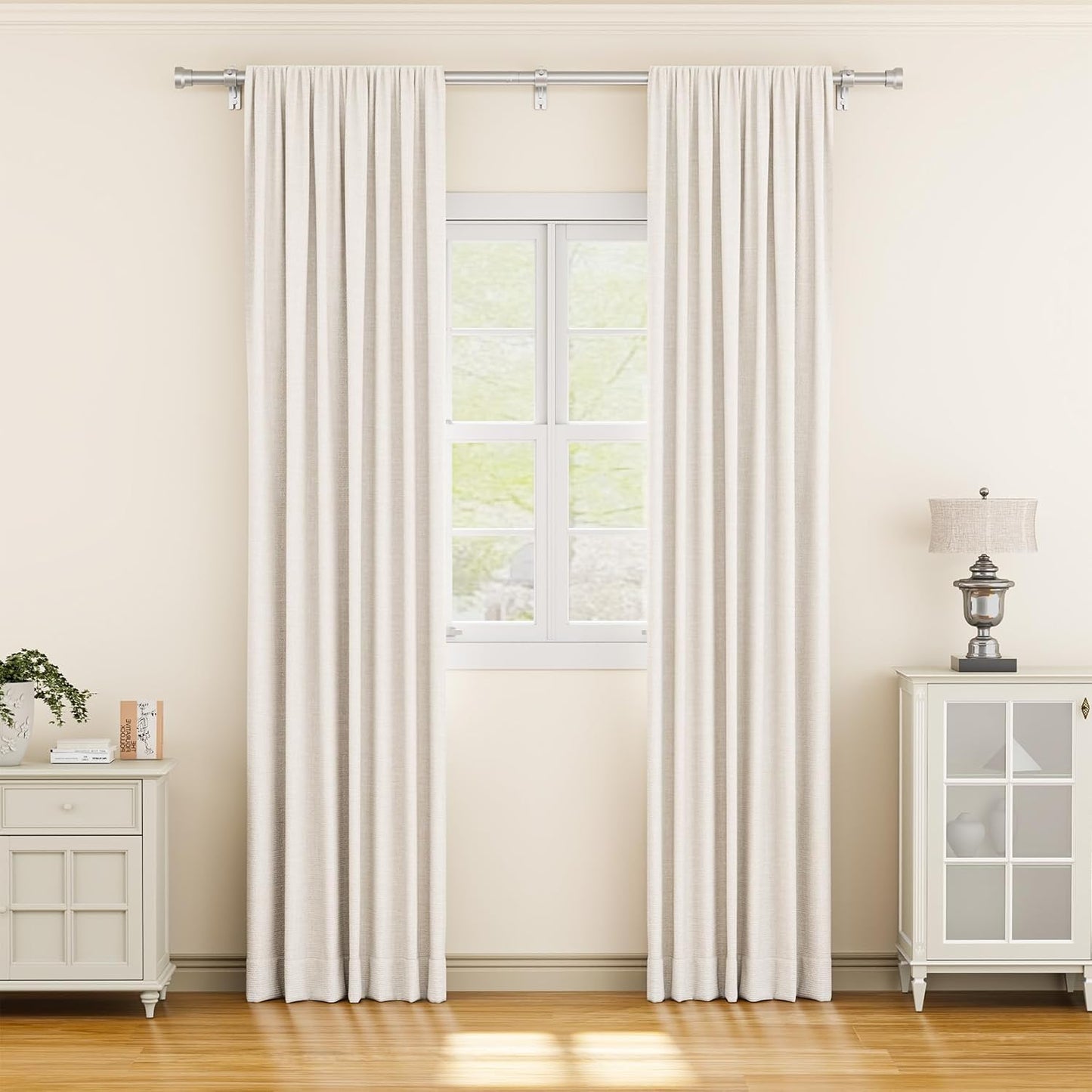 YaFex Curtain Rods 32-144 Inch, Heavy Duty 1 Inch Adjustable Curtain Rod for Windows, Black Extra Long Window Treatment Rods, Modern Design, Easy Installation
